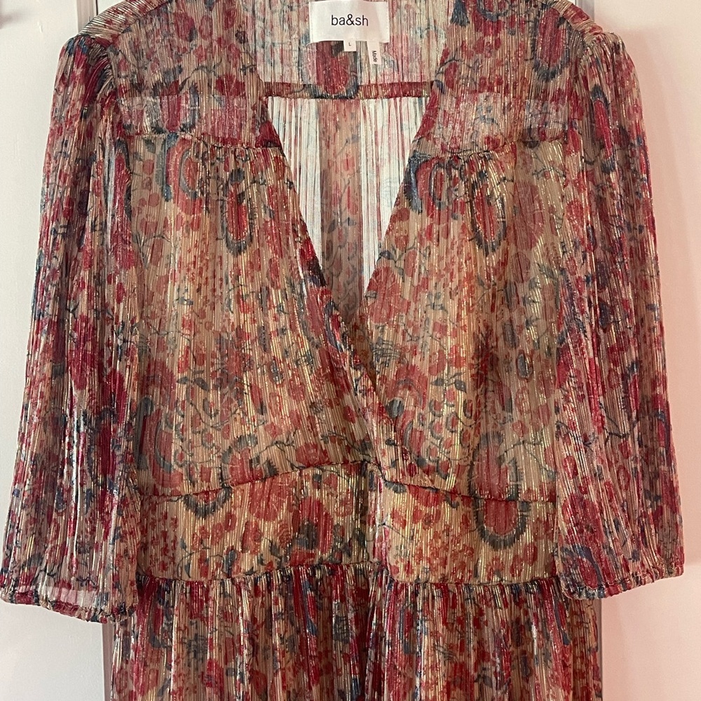 Bash Paris red and gold maxi dress